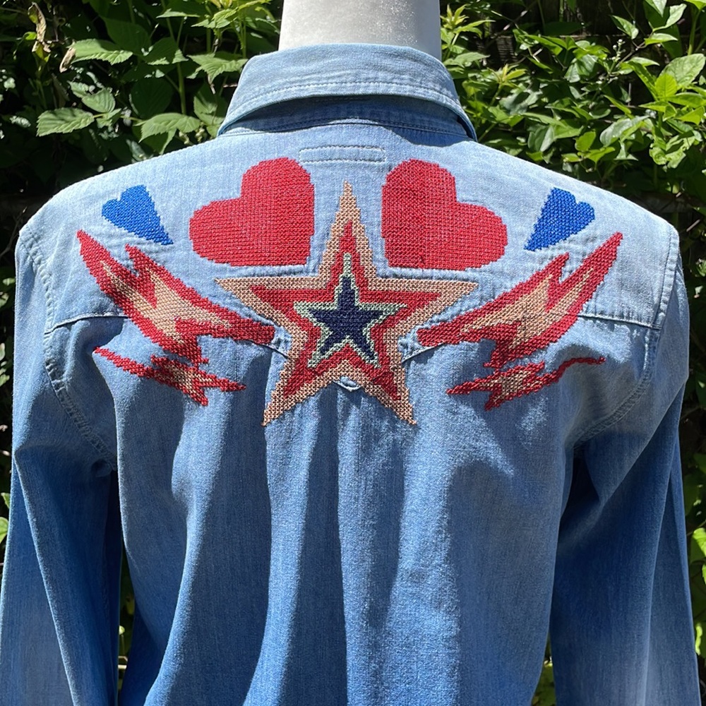 MOTHER | All my ex's embroidered denim shirt (Surf Girl School) - Picture 13 of 16
